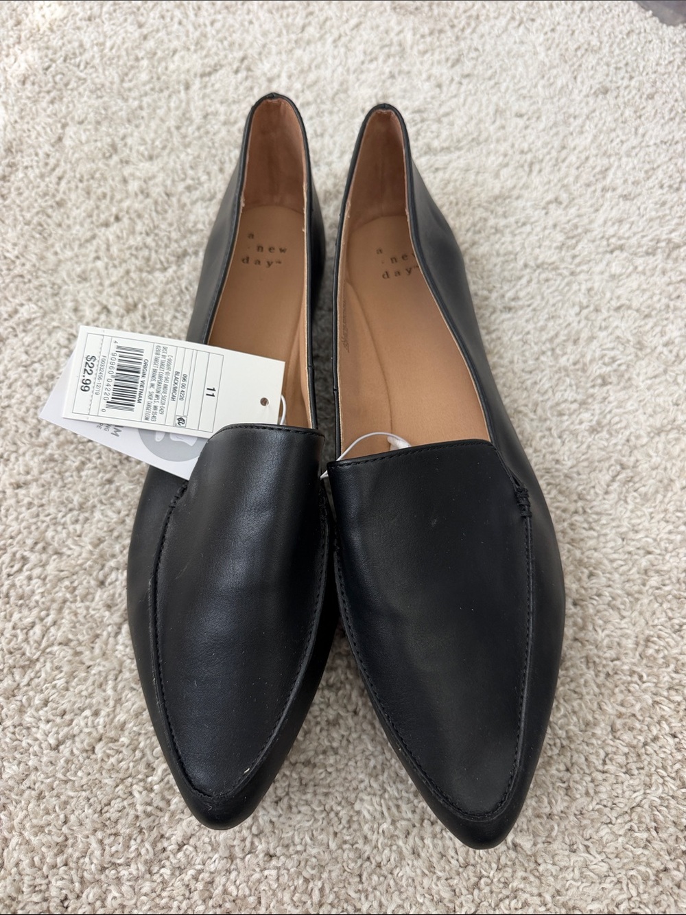 A New Day Black Pointed-Toe Slip-On Flats